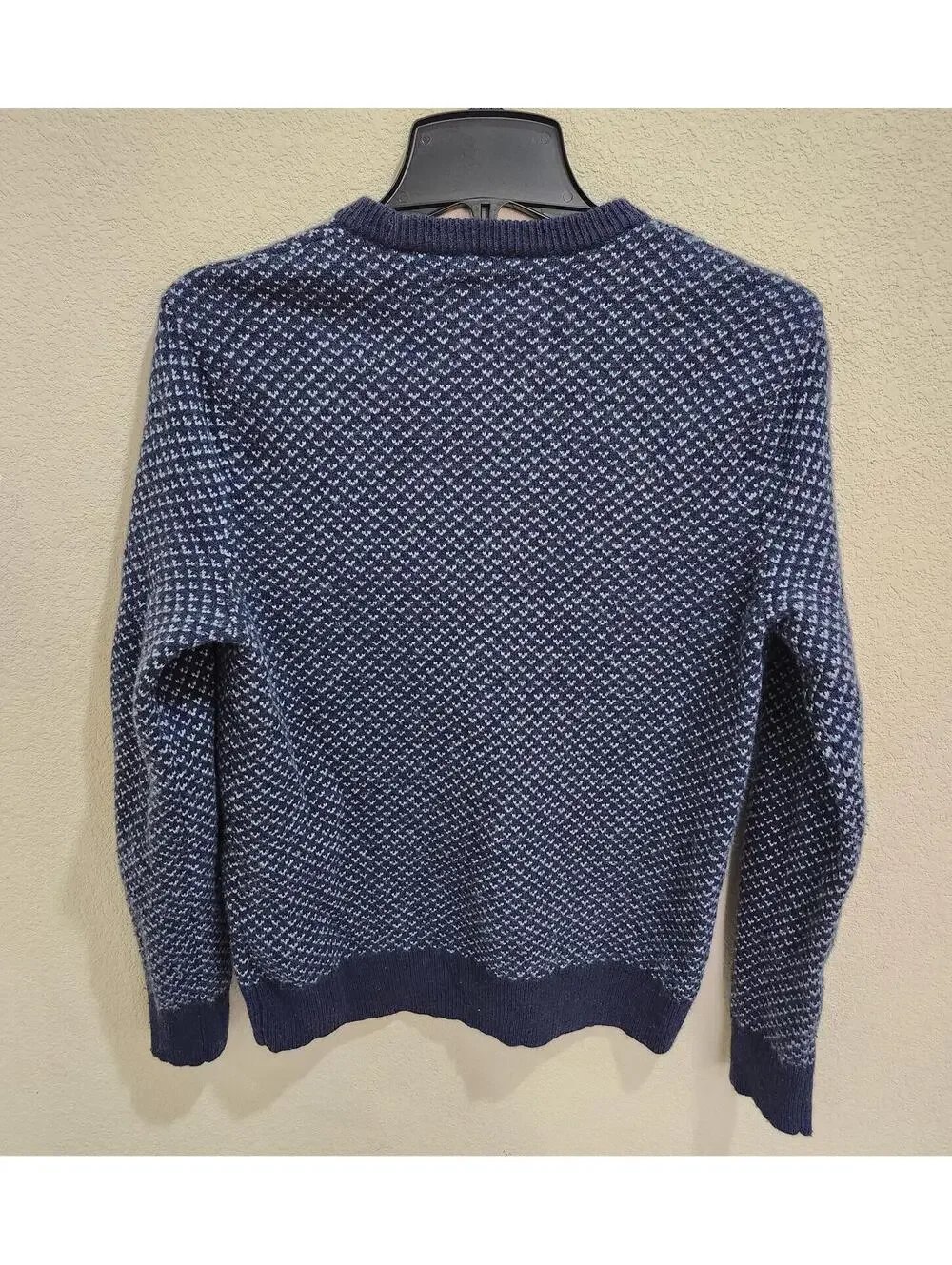 J.CREW Rugged Merino Blend Birdseye Sweater Mens Medium Crewneck Pullover Blue